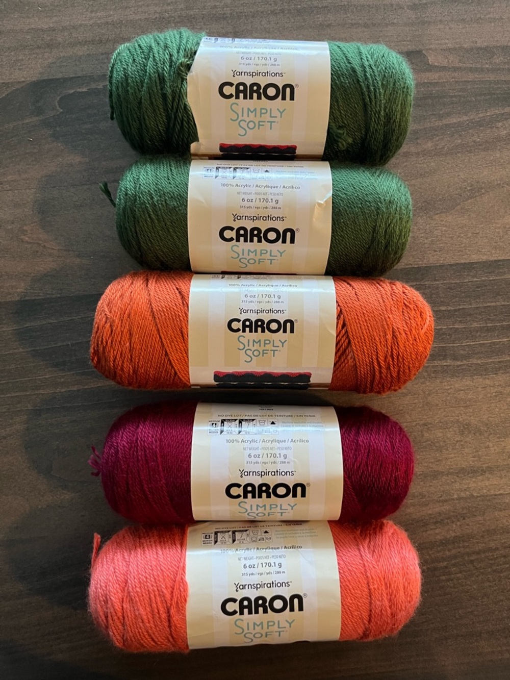 Caron Simply Soft Yarn
Color: Variety